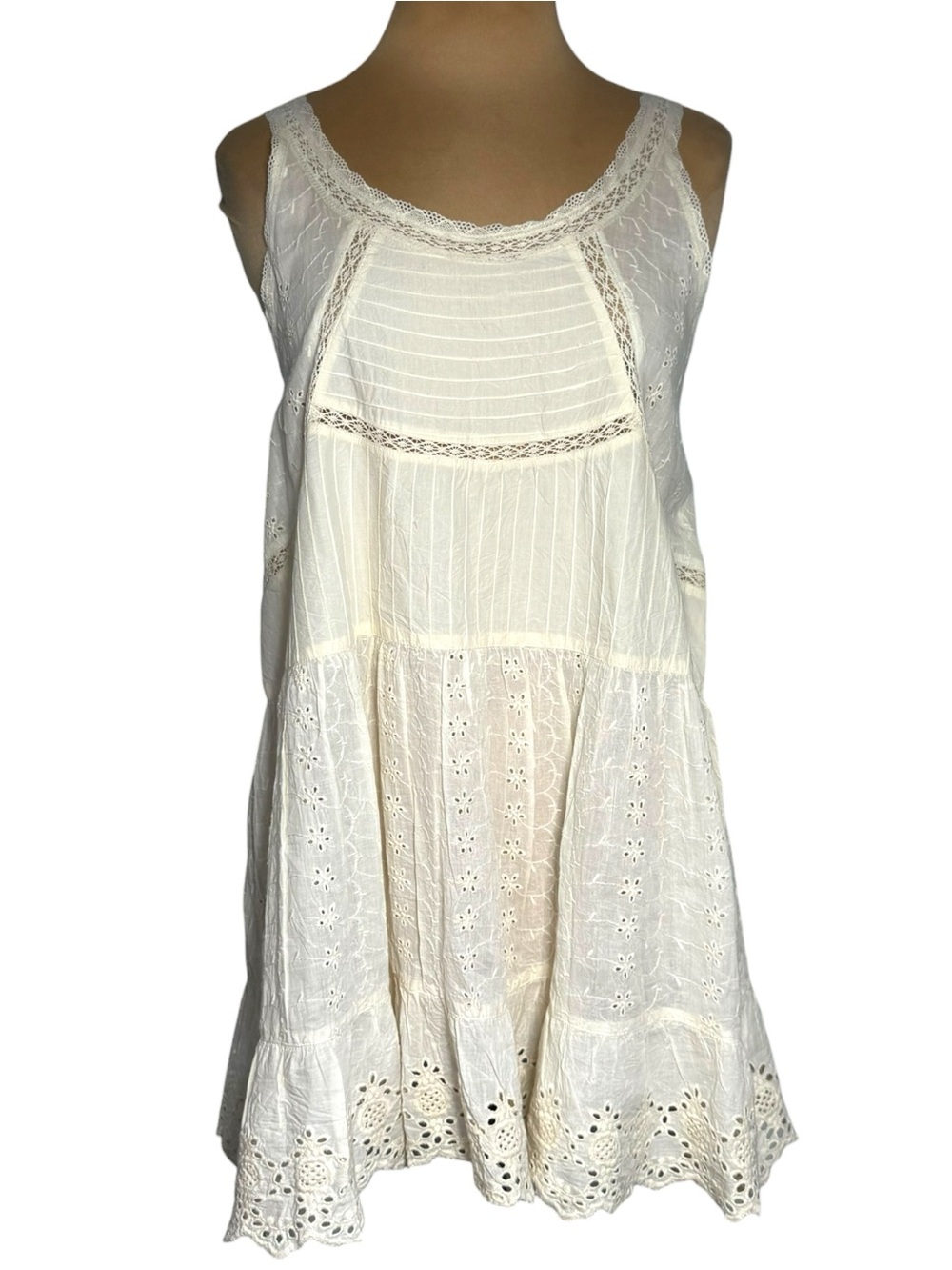 NWT Paper Lace Vintage Cottagecore Style Mini Dress Antique Cream Size Large